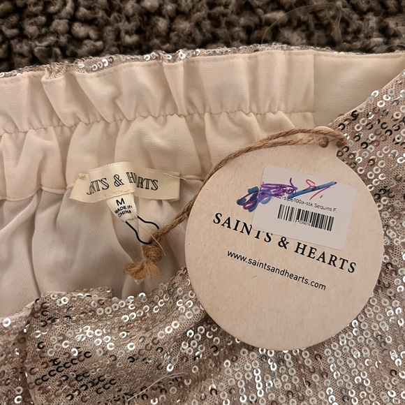 Saints And Hearts Rose Gold Sequin Bell Bottom Pants - Picture 6 of 6
